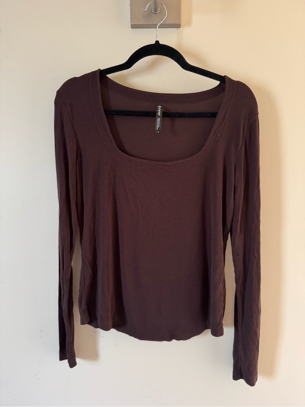 MPG Sport Baby Rib Square Neck Long Sleeve